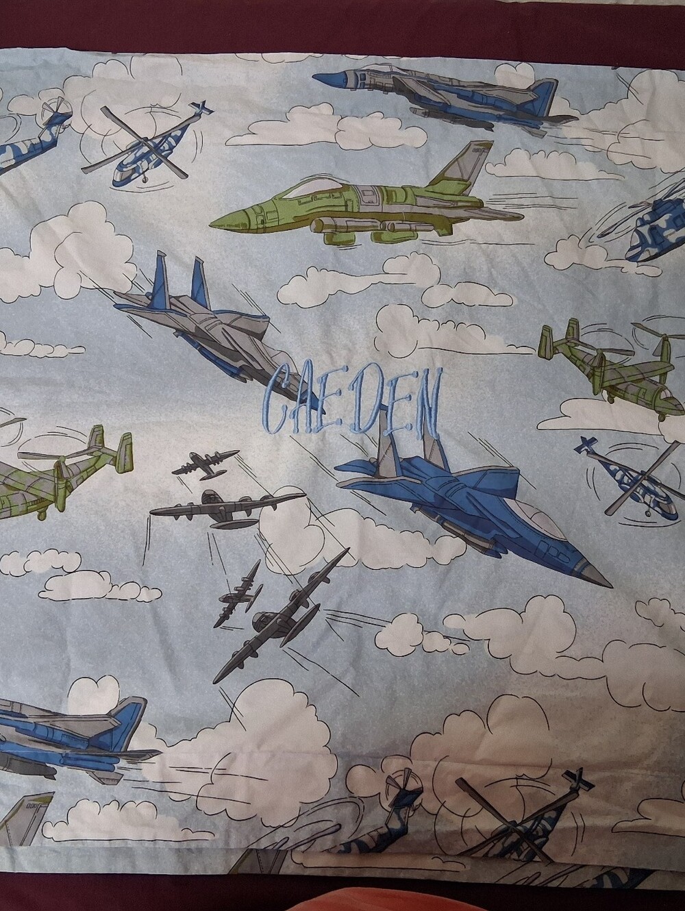 2pc Set Airplanes And Helicpters Standard Size Pillow Shams.